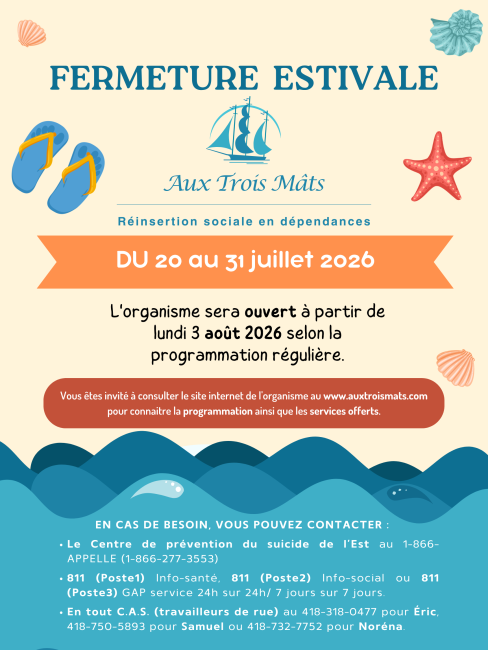 Fermeture estivale