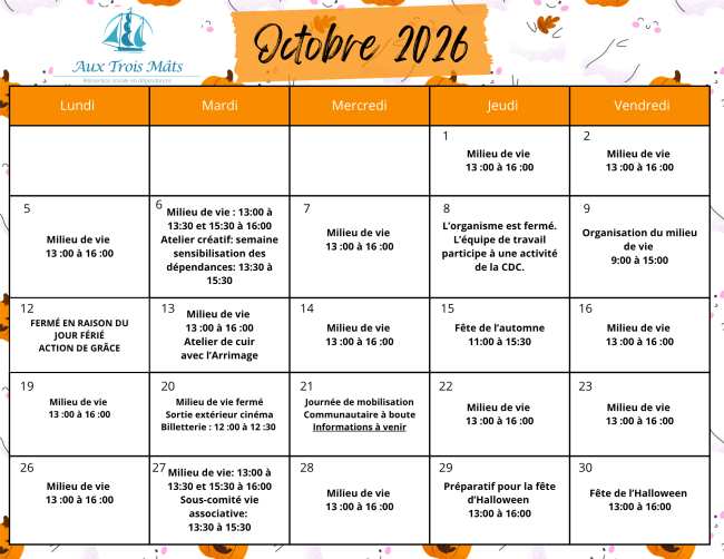 Programmation Octobre 2026