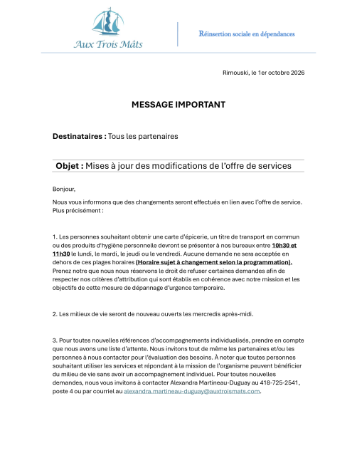 mise à jour
