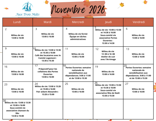 Programmation novembre 2026