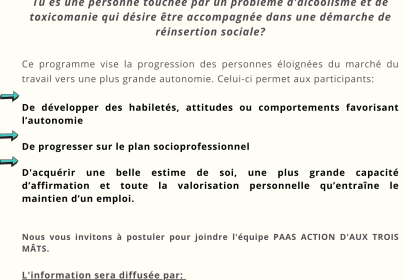 OUVERTURE DE POSTES POUR LE PROGRAMME PAAS ACTION